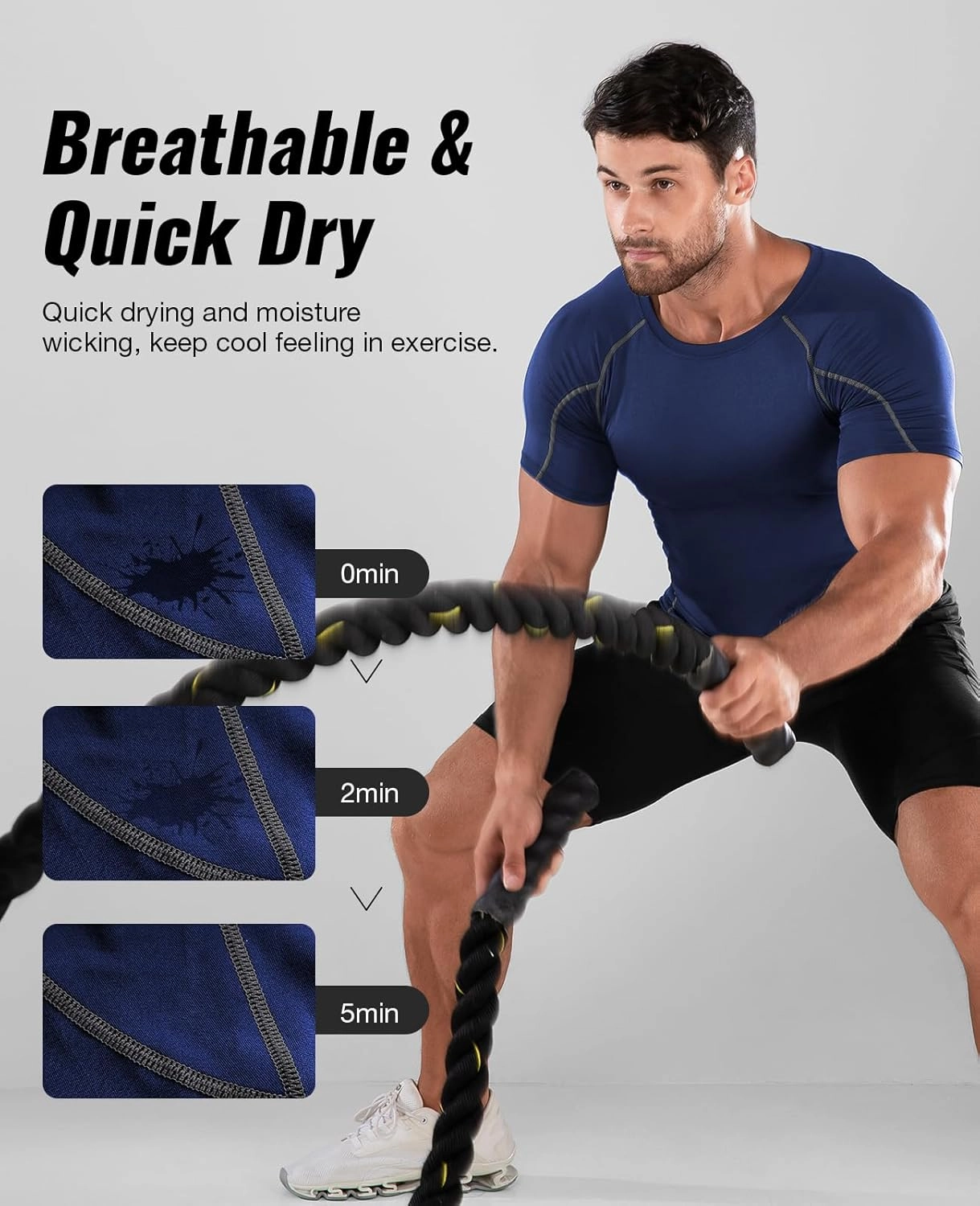 Niksa Men's Compression Shirts 3/5 Pack,Short Sleeve Athletic Compression Tops Cool Dry Workout T Shirt