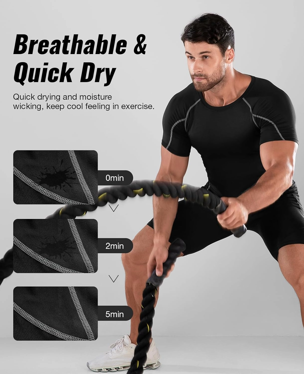 Niksa Men's Compression Shirts 3/5 Pack,Short Sleeve Athletic Compression Tops Cool Dry Workout T Shirt
