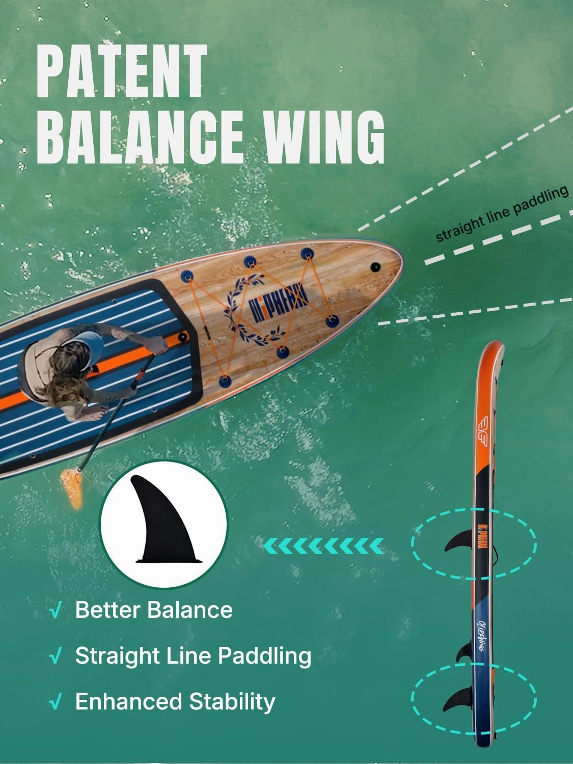 Niphean (Extra Large) Inflatable Paddle Board, SUP for 2 1 People/Family, Stand Up Paddle Board with (Beginner Friendly) StabilTrac Fin, Waterproof Phone Pouch, Paddle Boards for Adults, Gift Ideas