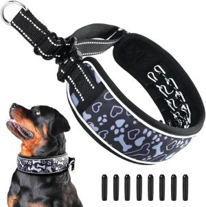 No Pull Dog Training Collar - Adjustable Martingale Slip Collar with Heavy Duty Metal Buckle & Reflective Widened Nylon for Small Medium Large Dogs - Use for Walking, Hunting & Training,M