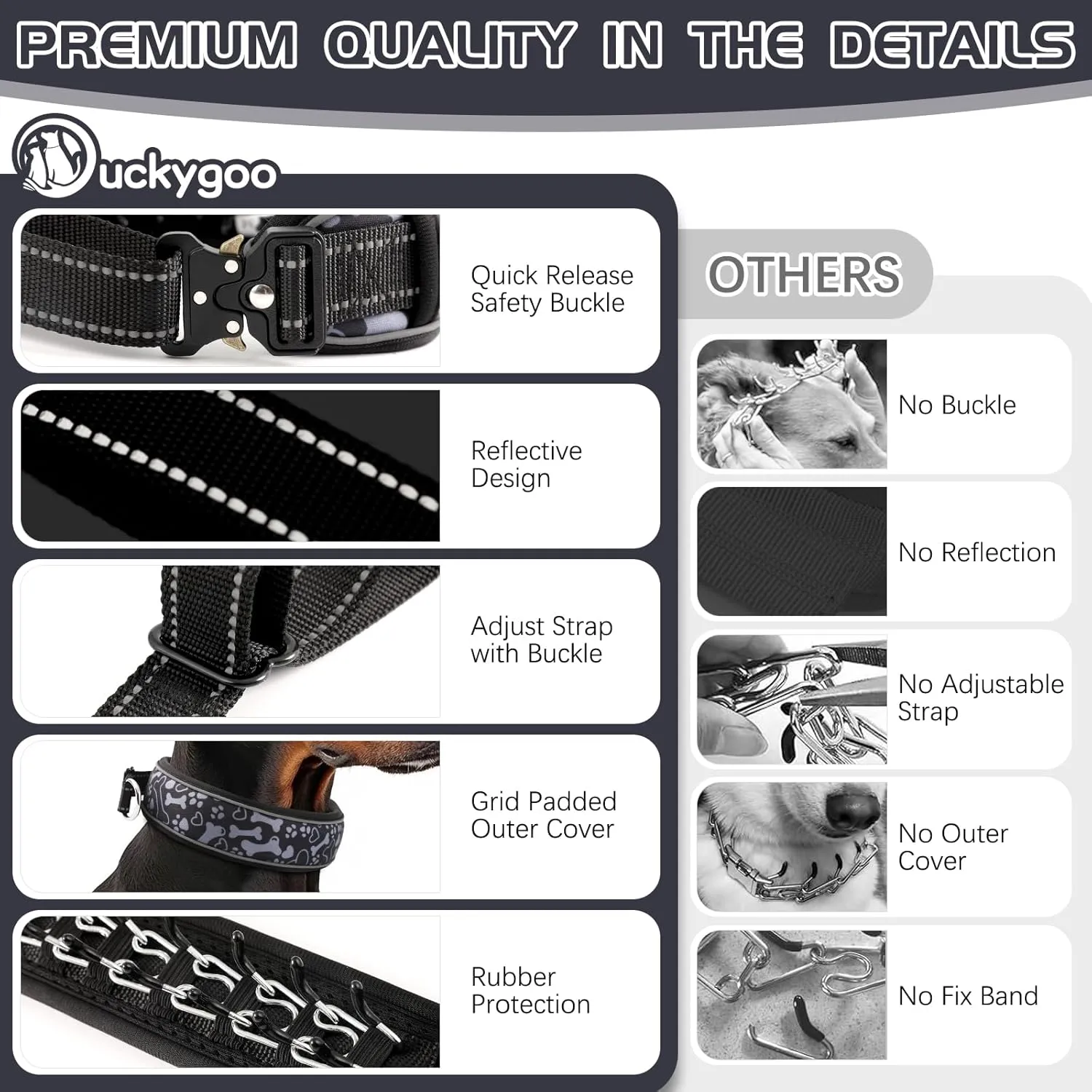 No Pull Dog Training Collar - Adjustable Martingale Slip Collar with Heavy Duty Metal Buckle & Reflective Widened Nylon for Small Medium Large Dogs - Use for Walking, Hunting & Training,M