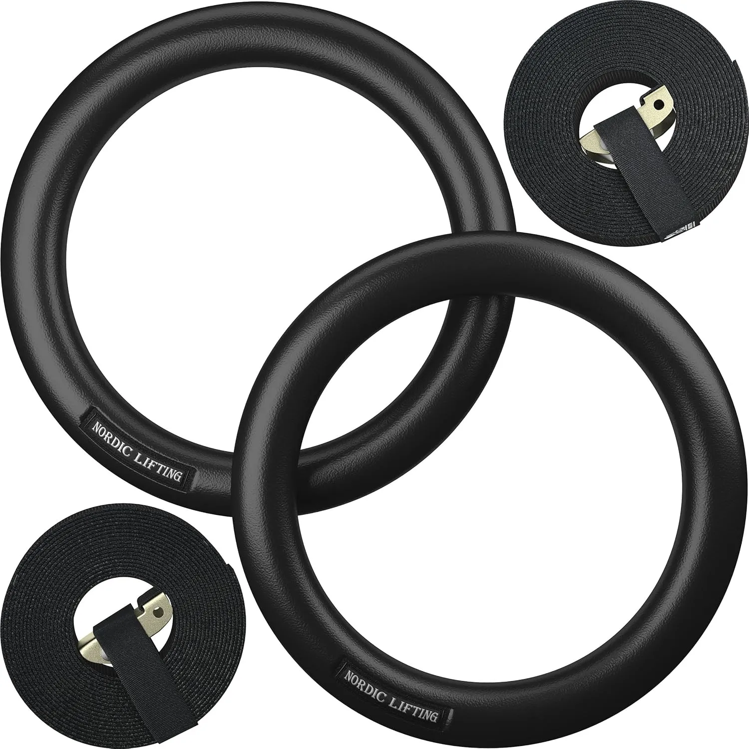 Nordic Lifting Gymnastic Rings and Straps - Heavy Duty for Gymnastics, Crossfit, & Fitness Training - Best Olympic Home Gym Set - PC Plastic is Stronger Than Wood