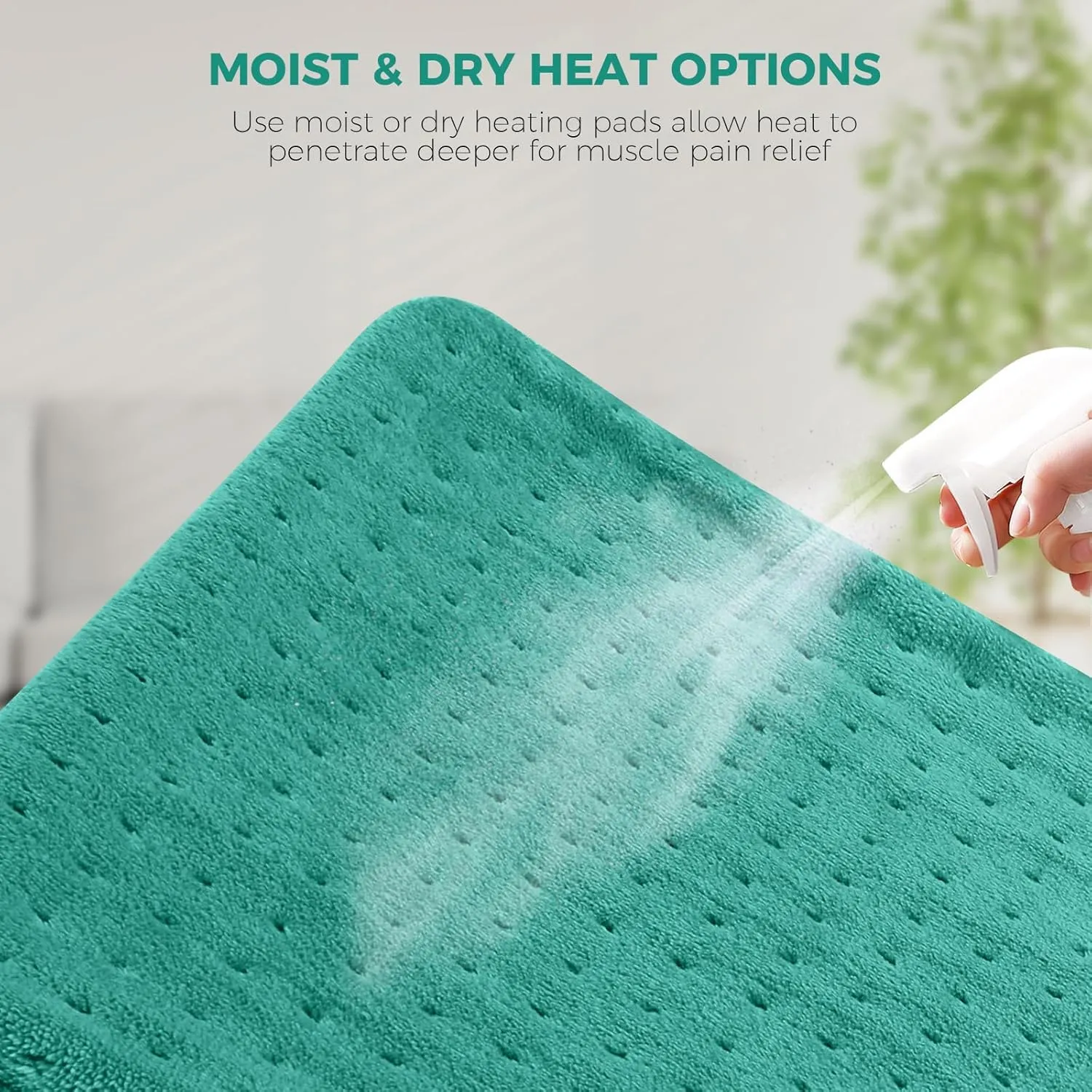 NOWWISH Heating Pad for Back Pain & Cramps Relief, XXL Extra Large Moist Heat Electric Heating Pads with Auto Shut Off, Gifts for Women, 24 "x 32", Green