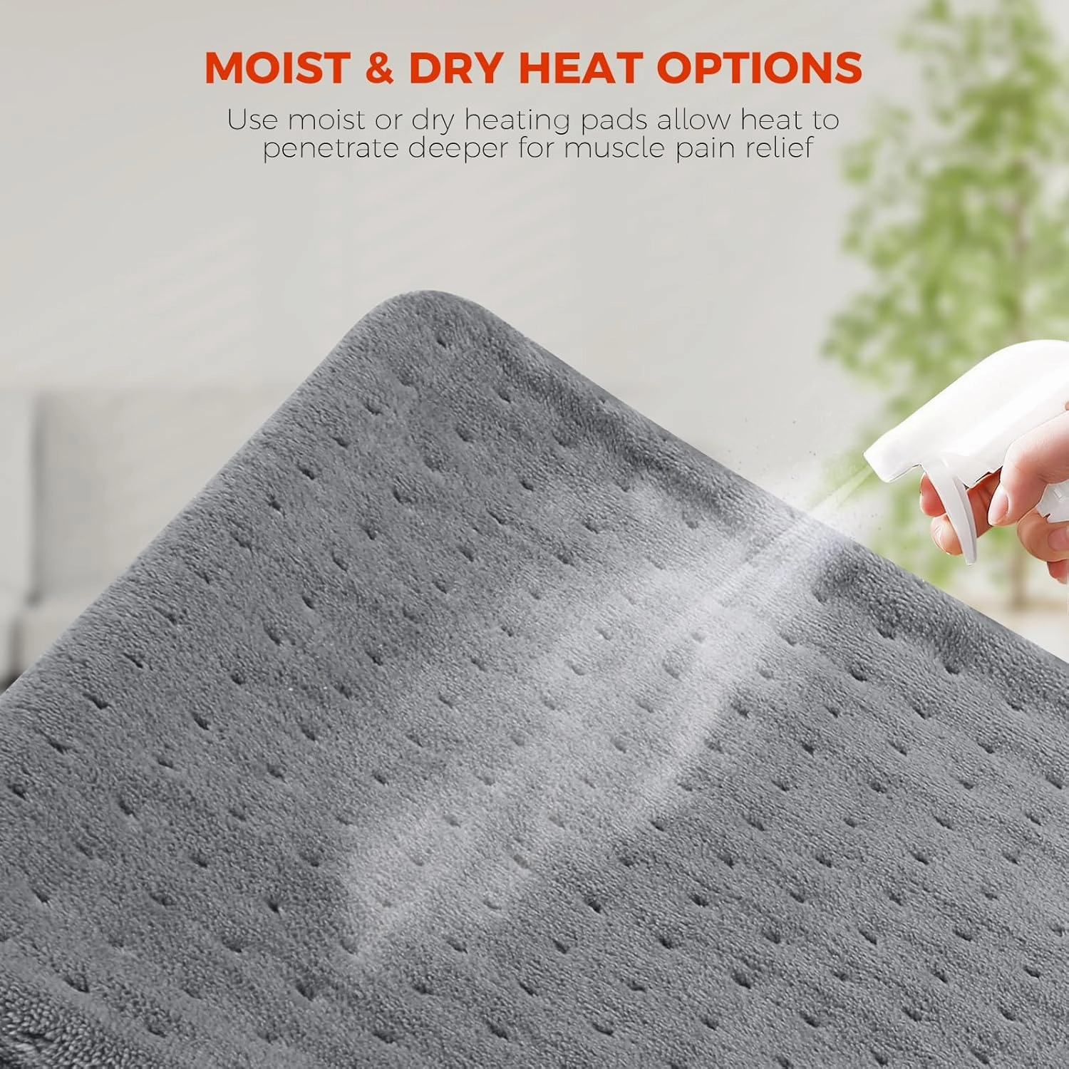 NOWWISH Heating Pad for Back Pain & Cramps Relief, Moist Heat Pad for Neck & Shoulder, Auto Shut Off, Machine Washable, Gifts for Women, 17"x33" Gray