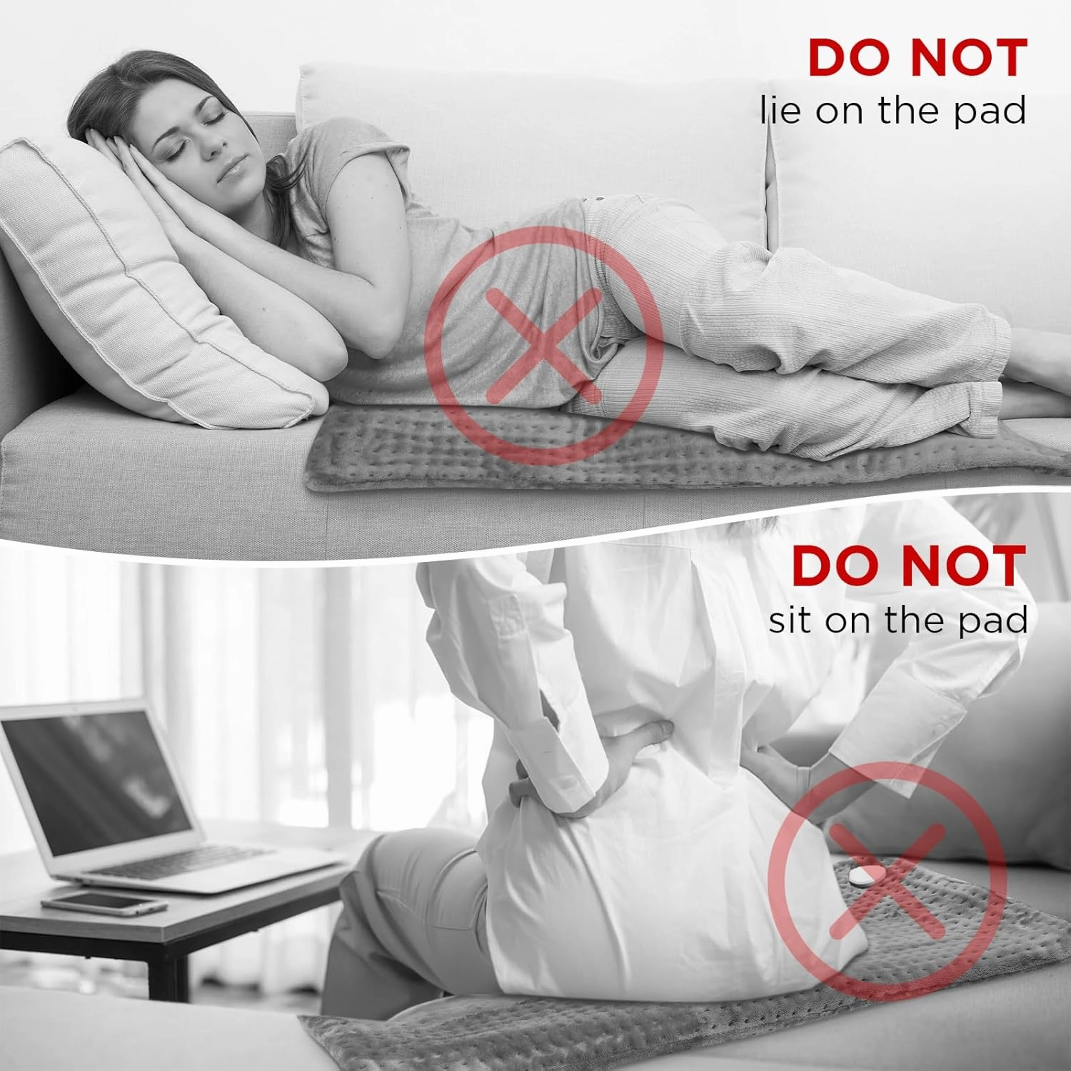 NOWWISH Heating Pad for Back Pain & Cramps Relief, Moist Heat Pad for Neck & Shoulder, Auto Shut Off, Machine Washable, Gifts for Women, 17"x33" Gray