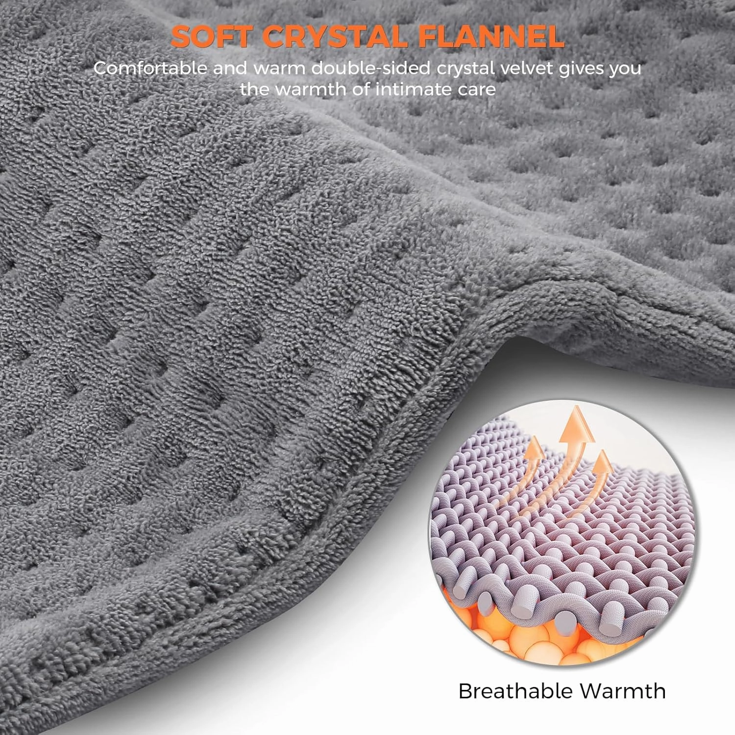 NOWWISH Heating Pad for Back Pain & Cramps Relief, Moist Heat Pad for Neck & Shoulder, Auto Shut Off, Machine Washable, Gifts for Women, 17"x33" Gray