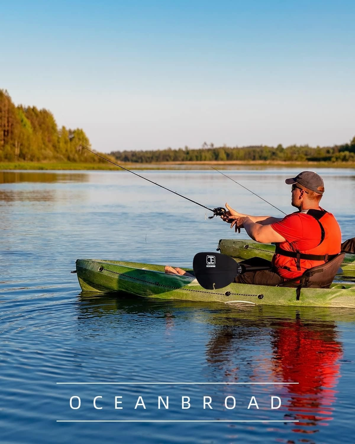 OCEANBROAD Adjustable Fishing Kayak Paddle - 94in/240cm-98in/250cm-102in/260cm Aluminum Alloy Shaft with Paddle Leash
