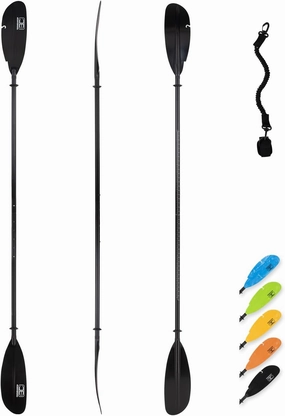 OCEANBROAD Adjustable Fishing Kayak Paddle - 94in/240cm-98in/250cm-102in/260cm Aluminum Alloy Shaft with Paddle Leash