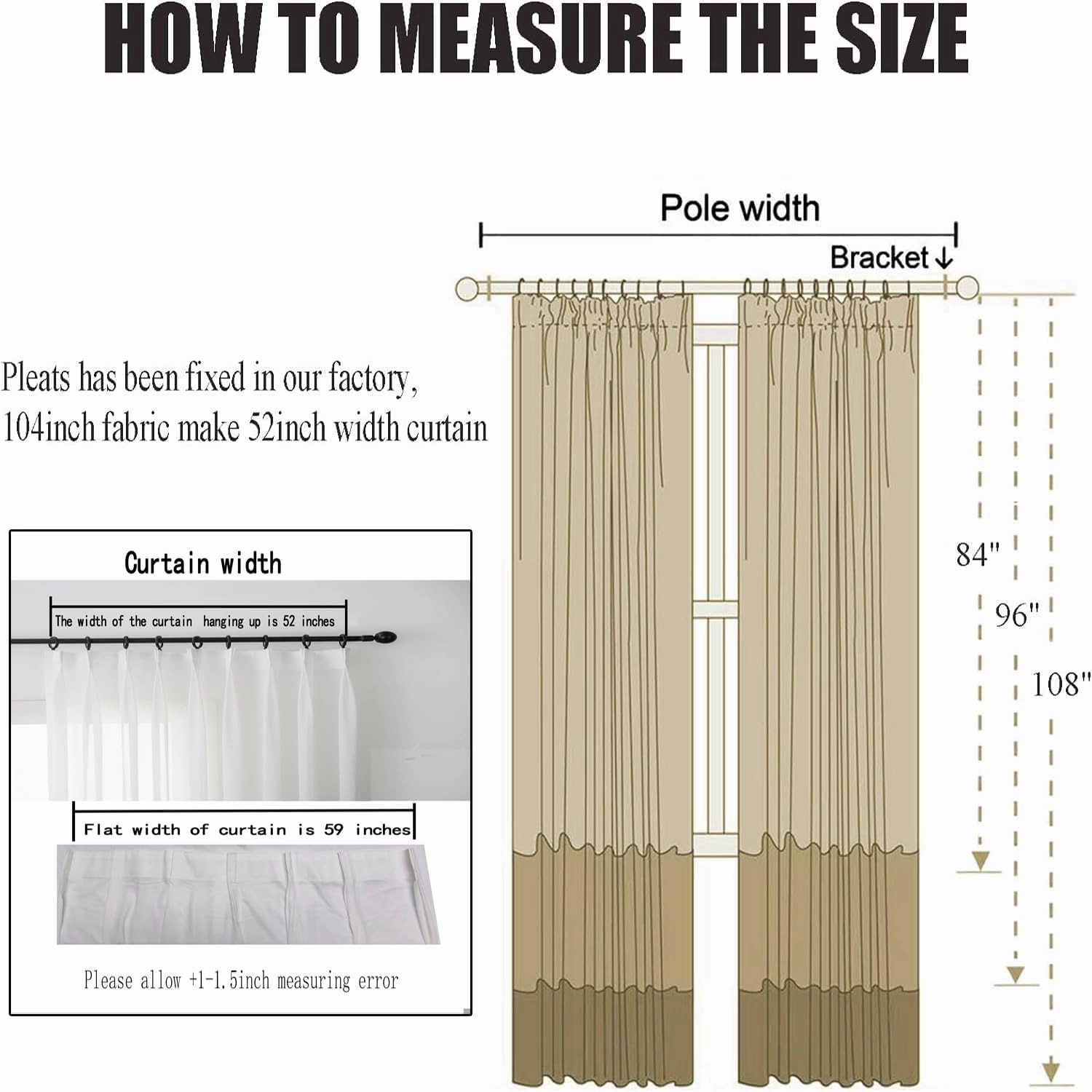 Off White Sheer Curtains Pinch Pleated Curtains & Drapes 96 Inches Long 1 Panel Lightweight Light Filtering Curtain for Living Room Bedroom Semi Sheer Window Curtain, W52 x L96