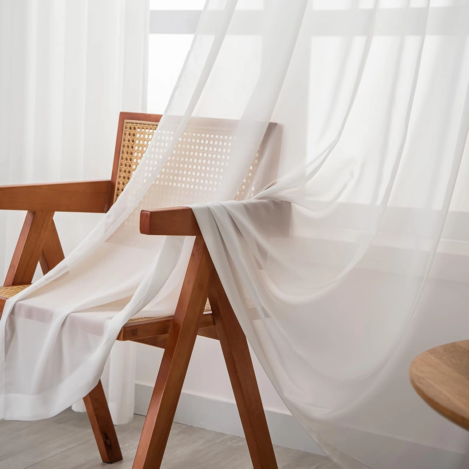 Off White Sheer Curtains Pinch Pleated Curtains & Drapes 96 Inches Long 1 Panel Lightweight Light Filtering Curtain for Living Room Bedroom Semi Sheer Window Curtain, W52 x L96