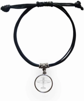OFFbb-USA Airplane Weapon Structure Bracelet Leather Rope Wristband Black Jewelry
