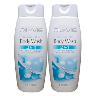 Oil de Vie 2-in-1 Sensitive Skin Body Wash, Cleanser Plus Moisturizer, 18 Fl Oz, Pack of 2