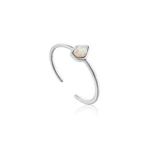 Opal Colour Adjustable Silver Ring