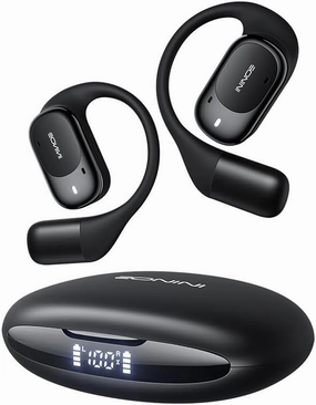Open Ear Headphones Wireless Bluetooth Earbuds with Smart Power Display, 40H Playtime, Clear Calls, Secure Fit, IPX5 Waterproof Sports Earbuds for Workout, Running