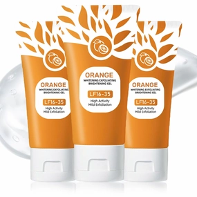Orange Exfoliating Gel LF16-35, Orange Exfoliating Gel for Face & Body, Remove Blackheads, Deep Cleansing & Moisturize Skin for All Skin Types (3PCS)