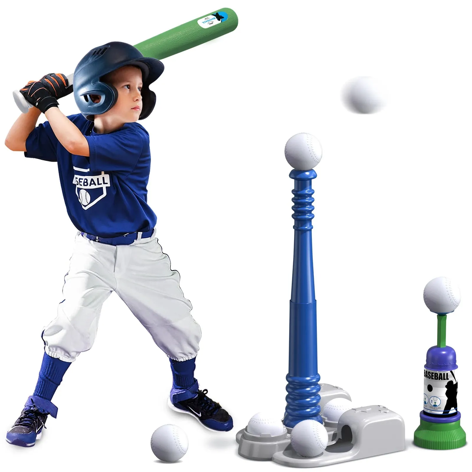Outdoor Tee Ball Set  Adjustable Bat  Automatic Pitcher
