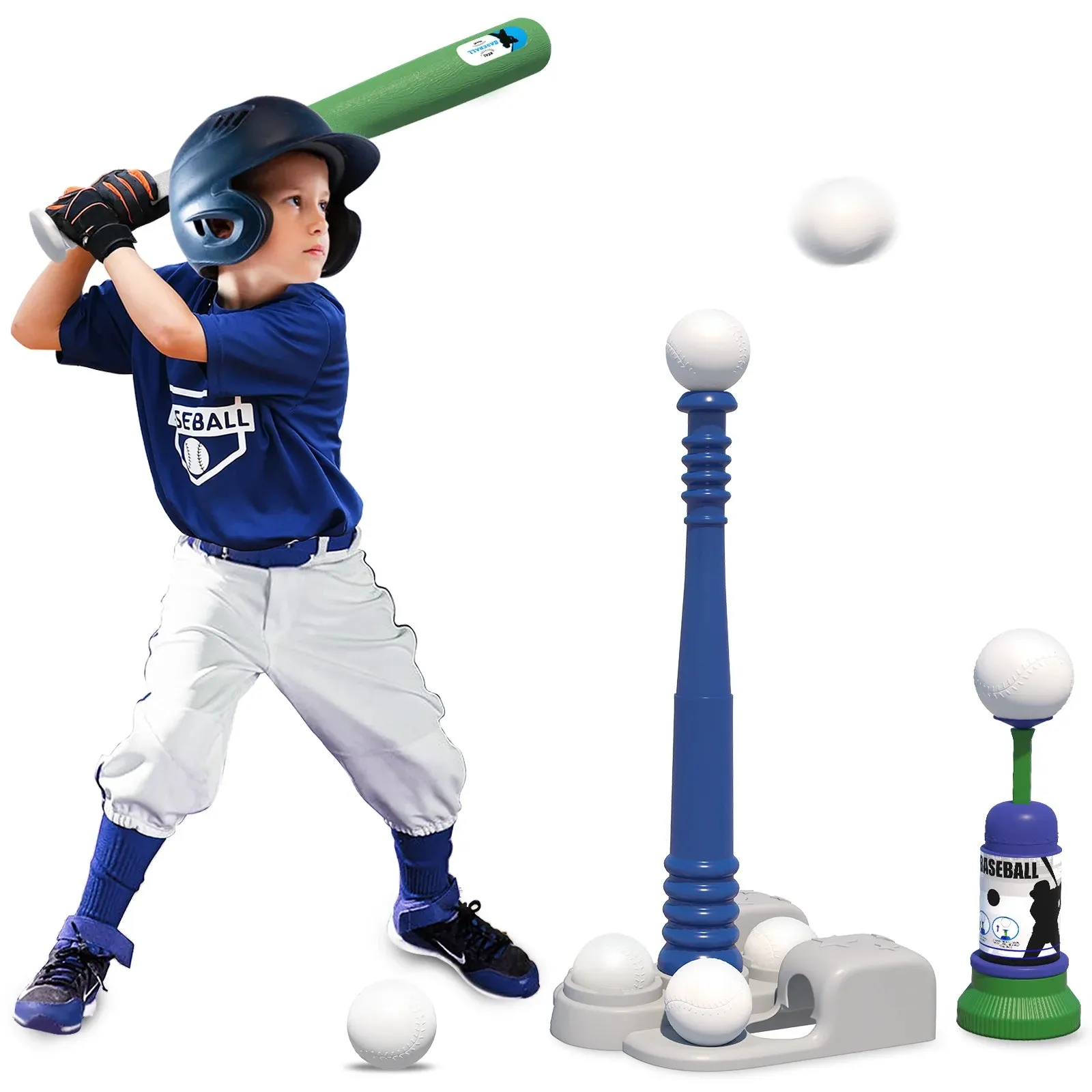 Outdoor Tee Ball Set  Adjustable Bat  Automatic Pitcher