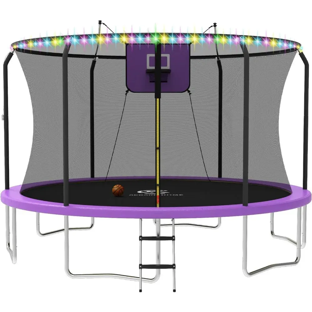 Outdoor Trampoline with Hoop/Lights