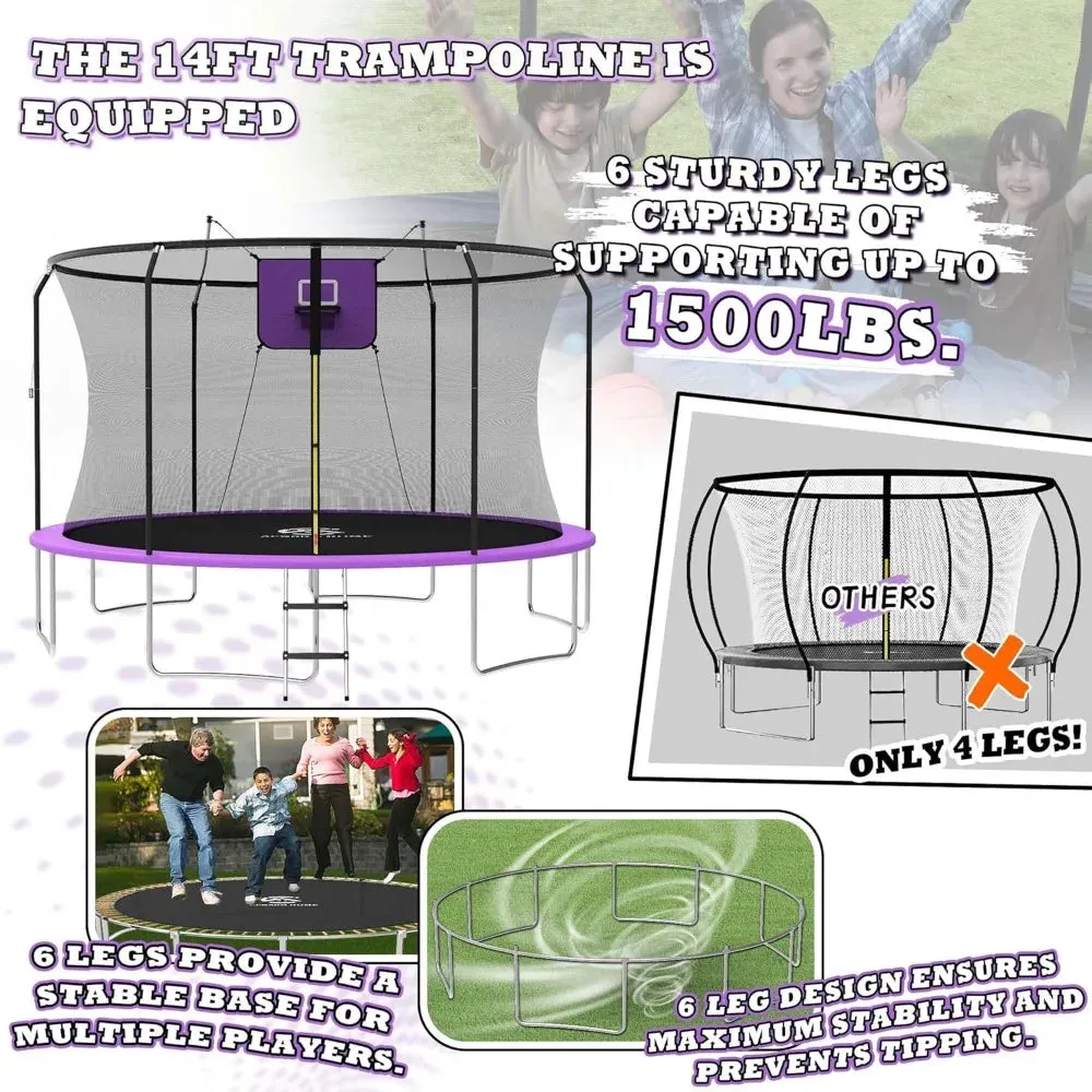 Outdoor Trampoline with Hoop/Lights
