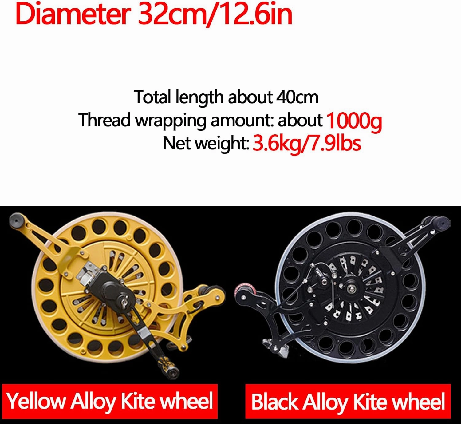 Outdoor Kite Reel Alloy Kite Strap Wheel 4-Speed Gear Wheel Disc Brake Kite Power Reel Outdoor Kite Winder for Medium&Large Kite Flying Accessories,Black Kite Reel