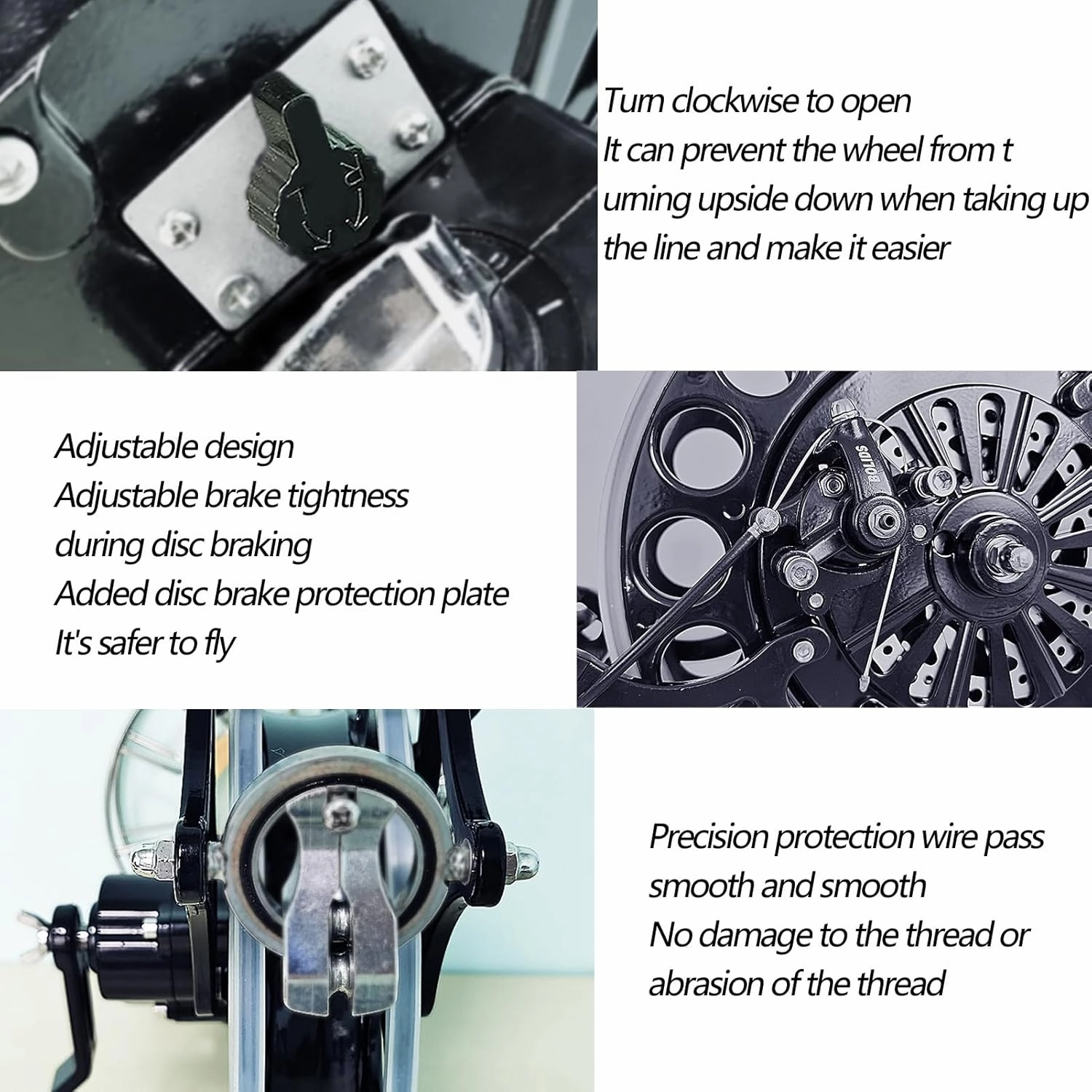 Outdoor Kite Reel Alloy Kite Strap Wheel 4-Speed Gear Wheel Disc Brake Kite Power Reel Outdoor Kite Winder for Medium&Large Kite Flying Accessories,Black Kite Reel