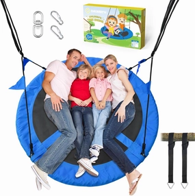 PACEARTH 60” Tree Swing for Kids & Adults Outdoor Saucer Swing 60-Inch Diameter 900D Oxford Fabric Splash and UV Resistant Heavy Duty 900LBS Weight Capacity with Tree Straps and 360° Swivel, Blue