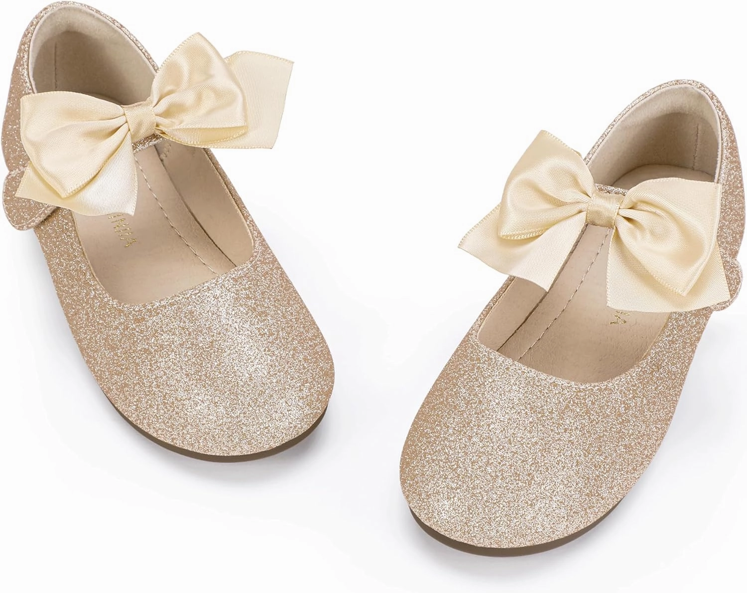 PANDANINJIA Toddler Dress Shoes Bowknot Mary Jane Shoes Girls Ballet Flats for Kids Wedding Party Uniform Church Shoes