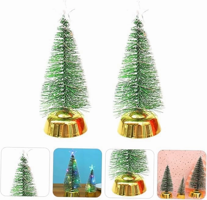 PartySanthe 10inch Mini Christmas Tree with LED Lights | Tabletop Christmas Tree | Small Christmas Tree Decoration Christmas Home Decorations - Pack of 1pc
