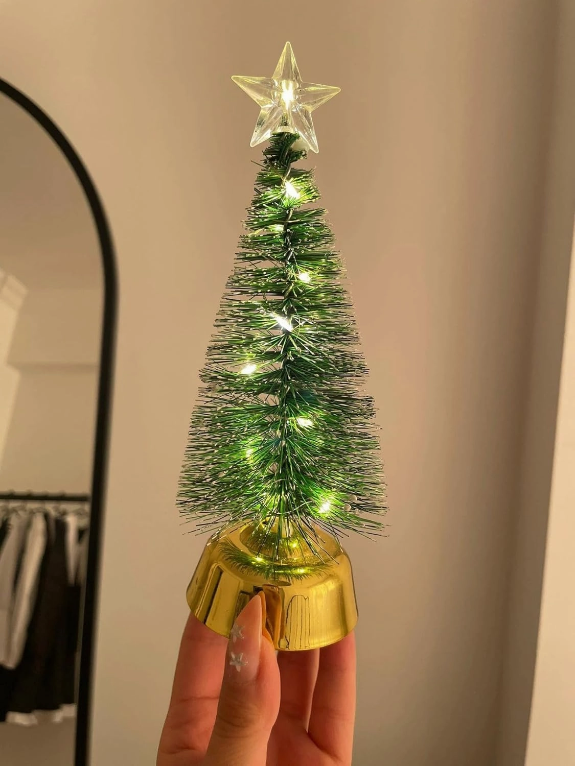 PartySanthe 10inch Mini Christmas Tree with LED Lights | Tabletop Christmas Tree | Small Christmas Tree Decoration Christmas Home Decorations - Pack of 1pc