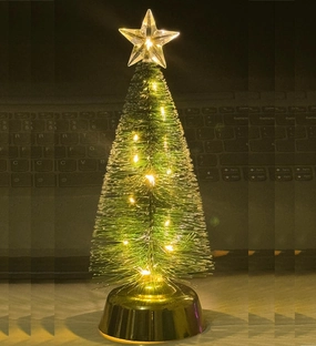 PartySanthe 10inch Mini Christmas Tree with LED Lights | Tabletop Christmas Tree | Small Christmas Tree Decoration Christmas Home Decorations - Pack of 1pc