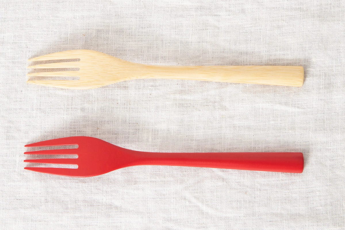 Pasta Fork [ Natural, Red ] / Mōsō bamboo / Ōita-JPN 211111