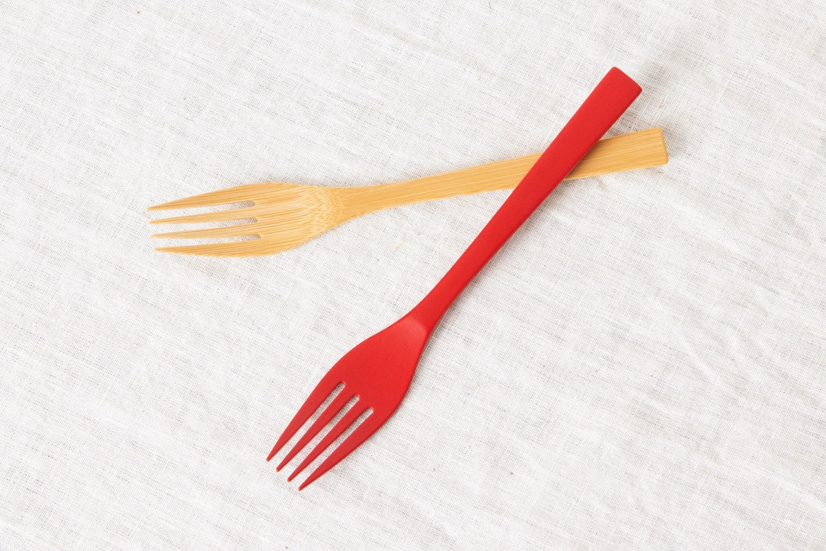 Pasta Fork [ Natural, Red ] / Mōsō bamboo / Ōita-JPN 211111