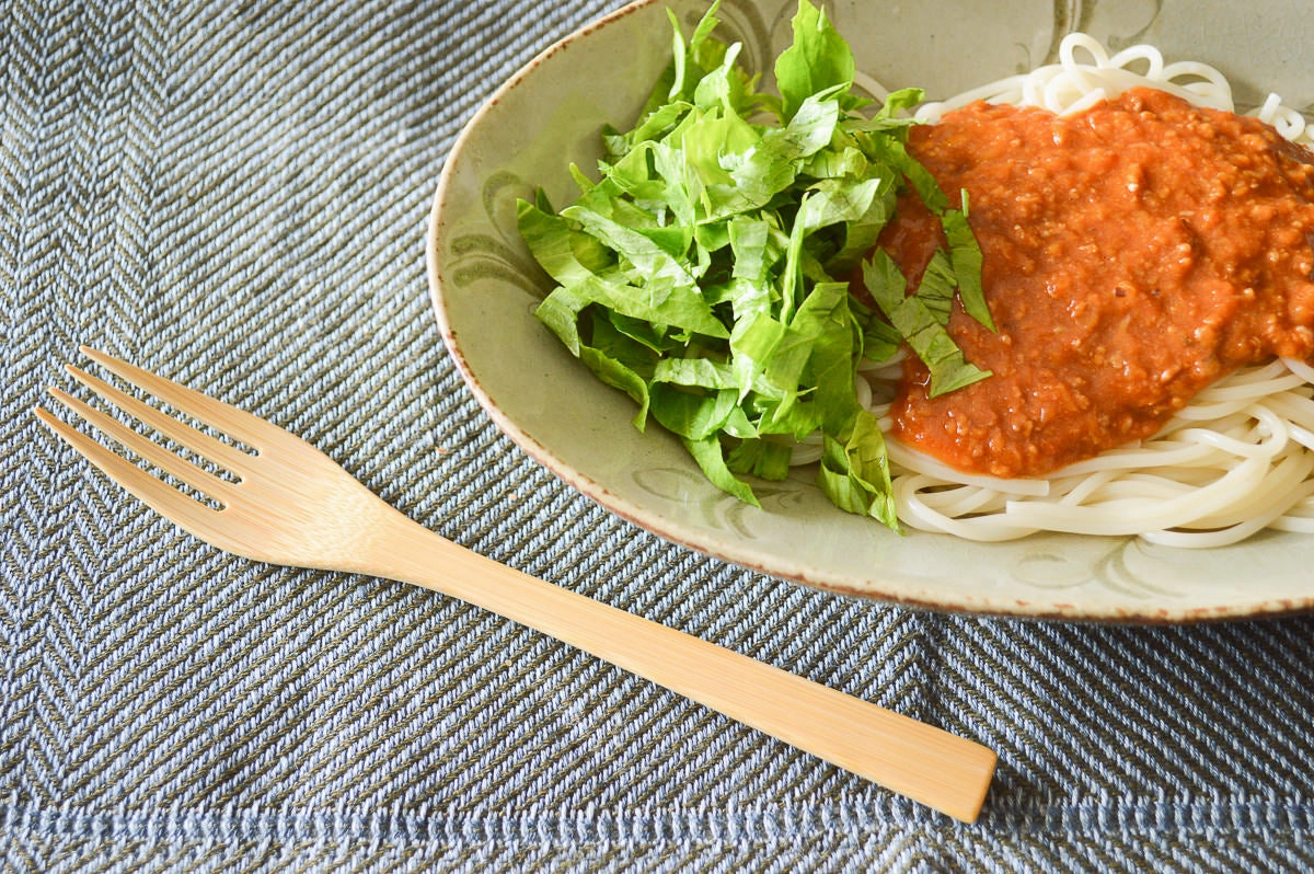 Pasta Fork [ Natural, Red ] / Mōsō bamboo / Ōita-JPN 211111