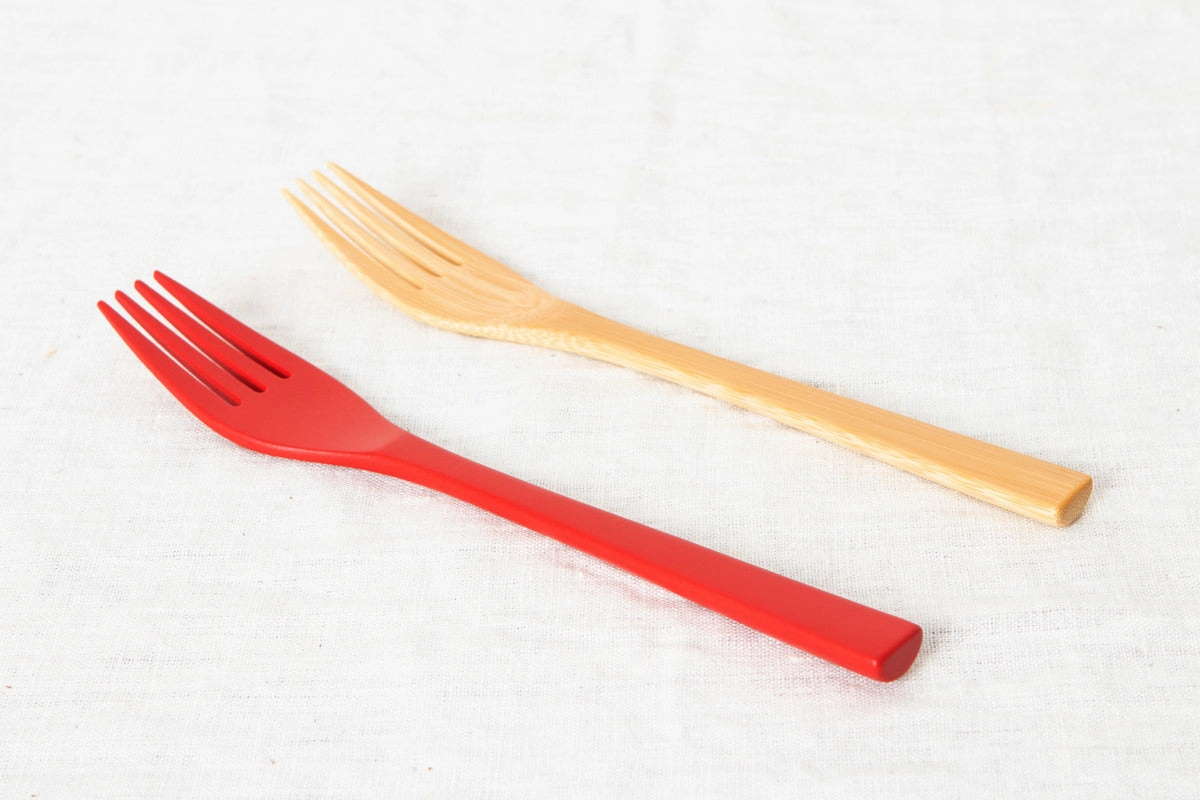 Pasta Fork [ Natural, Red ] / Mōsō bamboo / Ōita-JPN 211111