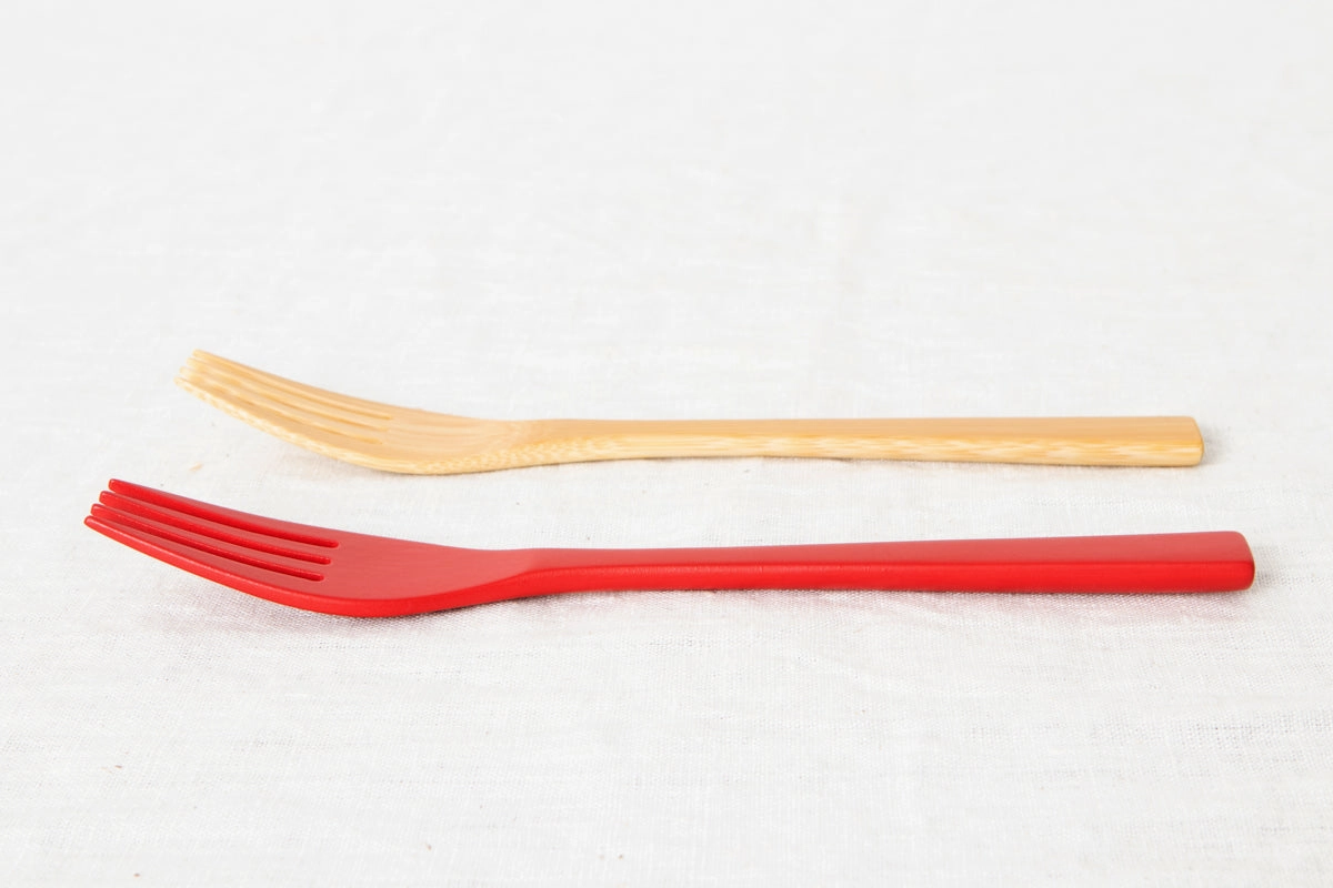 Pasta Fork [ Natural, Red ] / Mōsō bamboo / Ōita-JPN 211111