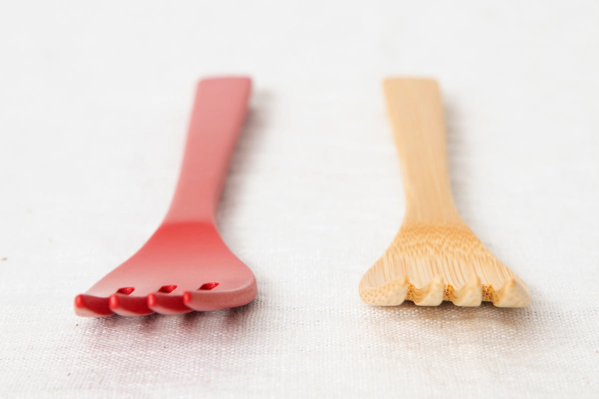 Pasta Fork [ Natural, Red ] / Mōsō bamboo / Ōita-JPN 211111