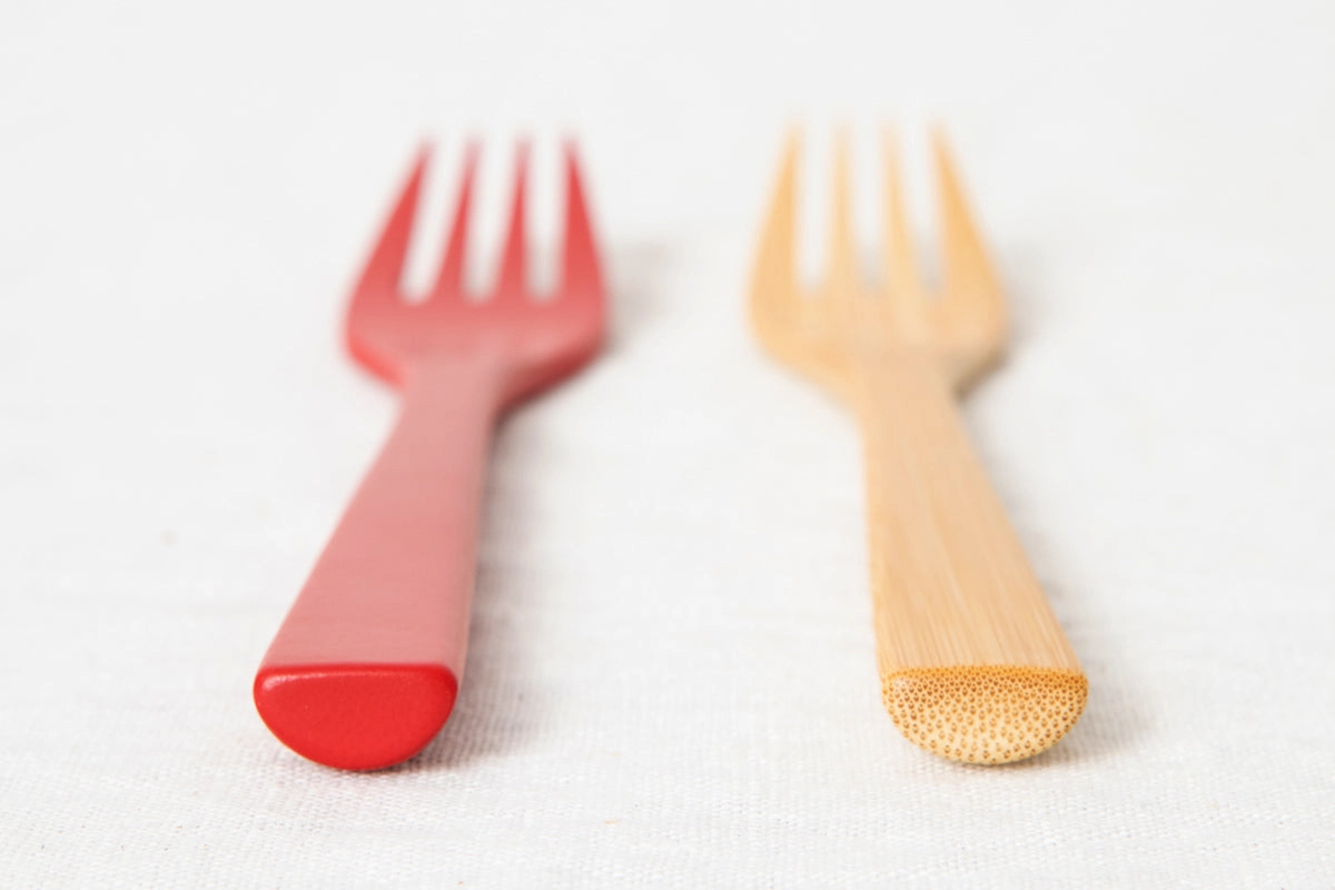 Pasta Fork [ Natural, Red ] / Mōsō bamboo / Ōita-JPN 211111