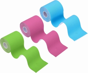 PATIKIL 5.5 Yard x 3 Inch Kinesiology Tape, 3 Roll Adhesive Cotton Sports Muscle Support Tapes Waterproof Elastic Tape for Knee Ankle Wrist Shoulder, Light Blue/Green/Pink