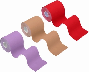 PATIKIL 5.5 Yard x 3 Inch Kinesiology Tape, 3 Roll Adhesive Cotton Sports Muscle Support Tapes Waterproof Elastic Tape for Knee Ankle Wrist Shoulder, Purple/Red/Brown