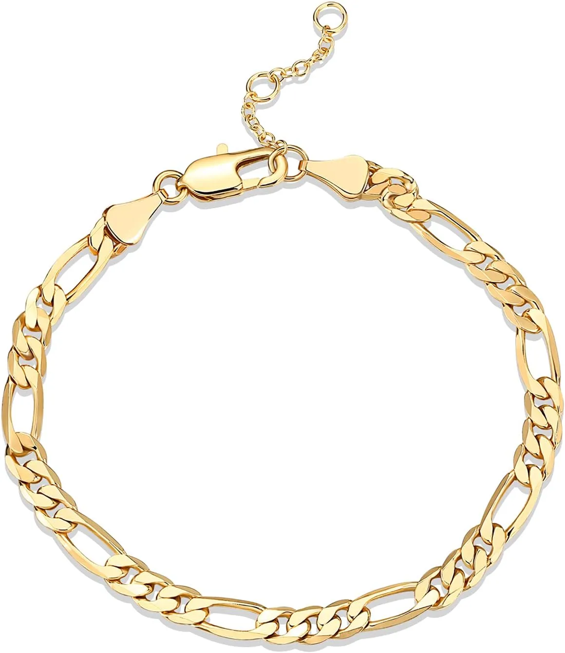 PAVOI 14K Gold Plated Paperclip/Curb/Figaro Chain Adjustable Bracelet for Women