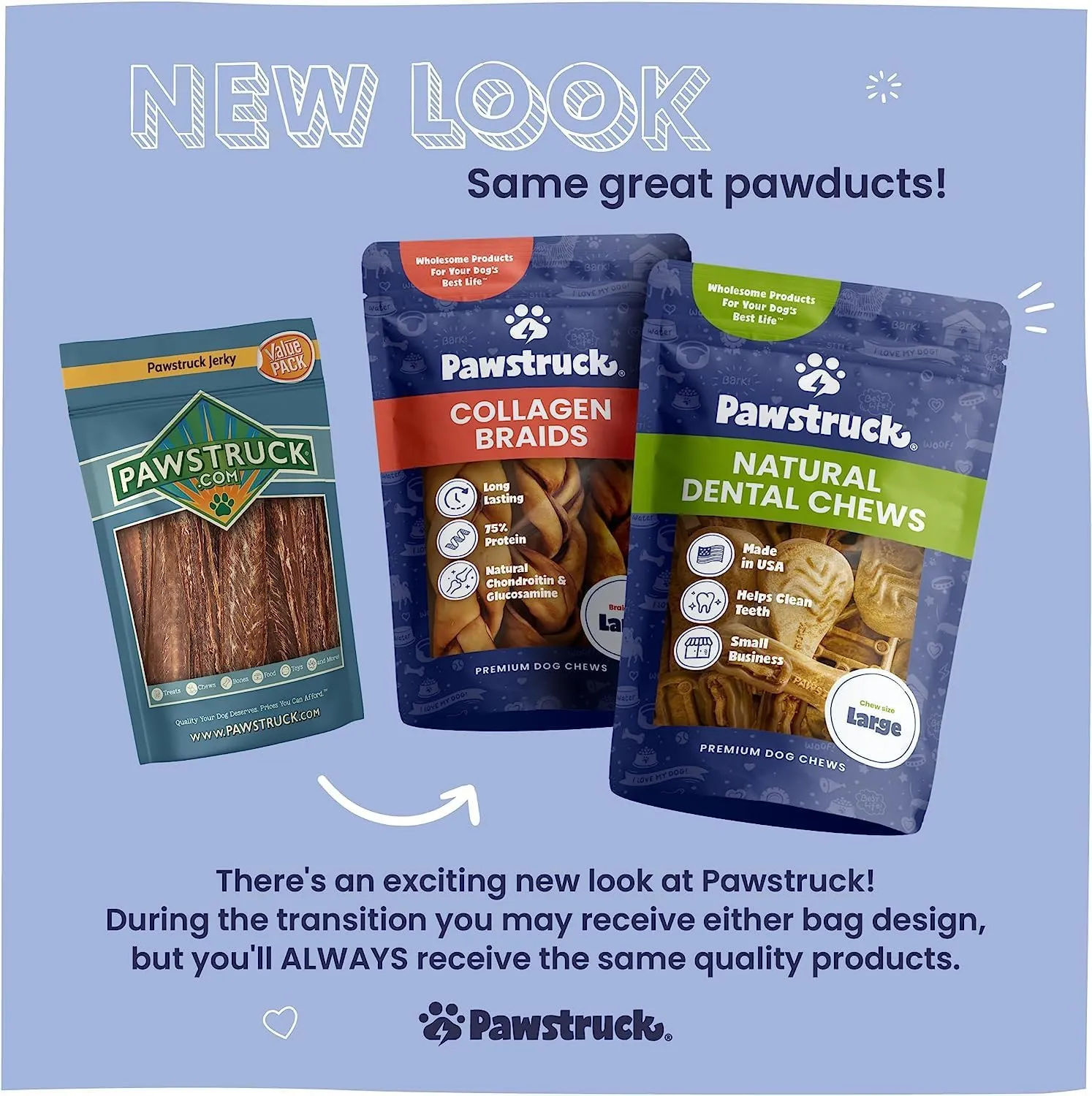 Pawstruck Natural Large Collagen Stick Springs for Dogs - Vet-Approved Long Lasting Alternative to Traditional Rawhide & Bully Sticks with Glucosamine & Chondroitin - 4 Pack - Packaging May Vary
