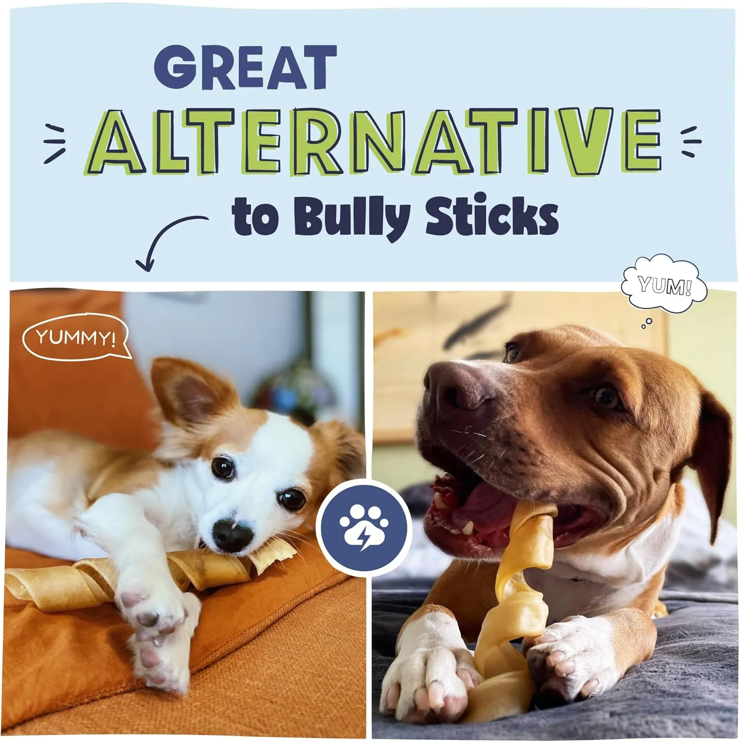 Pawstruck Natural Large Collagen Stick Springs for Dogs - Vet-Approved Long Lasting Alternative to Traditional Rawhide & Bully Sticks with Glucosamine & Chondroitin - 4 Pack - Packaging May Vary