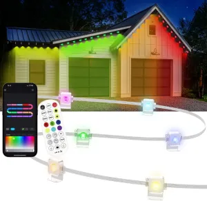 Permanent Outdoor Lights for House, 100ft Smart RGB Plus IC String Light for Outside with 66 Scene Modes, Work with Alexa, IP67 Waterproof LED Strip Lights for Christmas All Holiday Decor