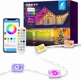 Permanent Outdoor Lights for House, 200ft RGB IC Smart Outdoor Decor, 50 Scene Modes, App/Remote Control, IP68 Waterproof, for Christmas, Holiday, Daily & Pool Party Decor, House Roof Lighting