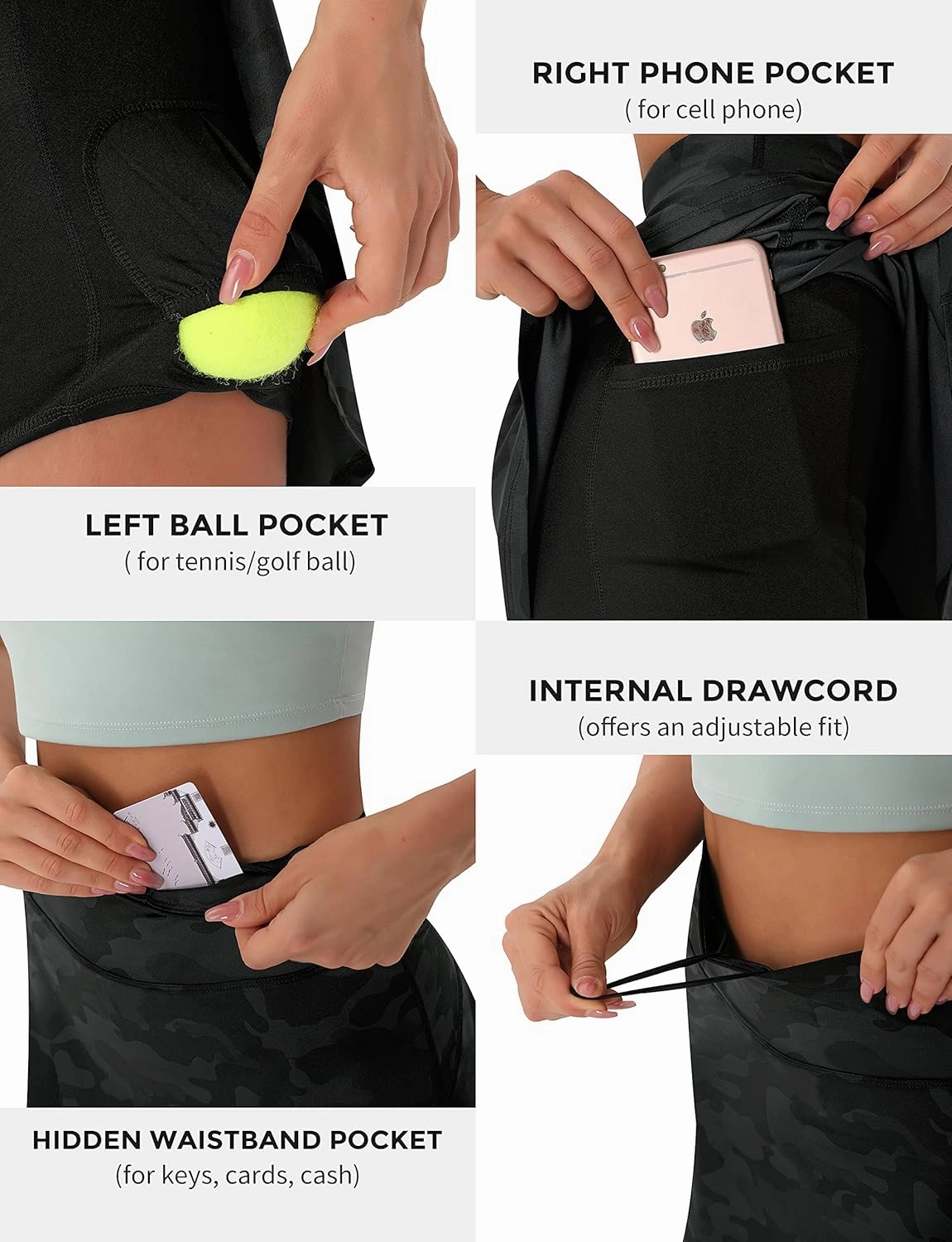 Persit Womens High Waisted Athletic Tennis Skirt Sports Golf Running Skorts with Ball Pockets
