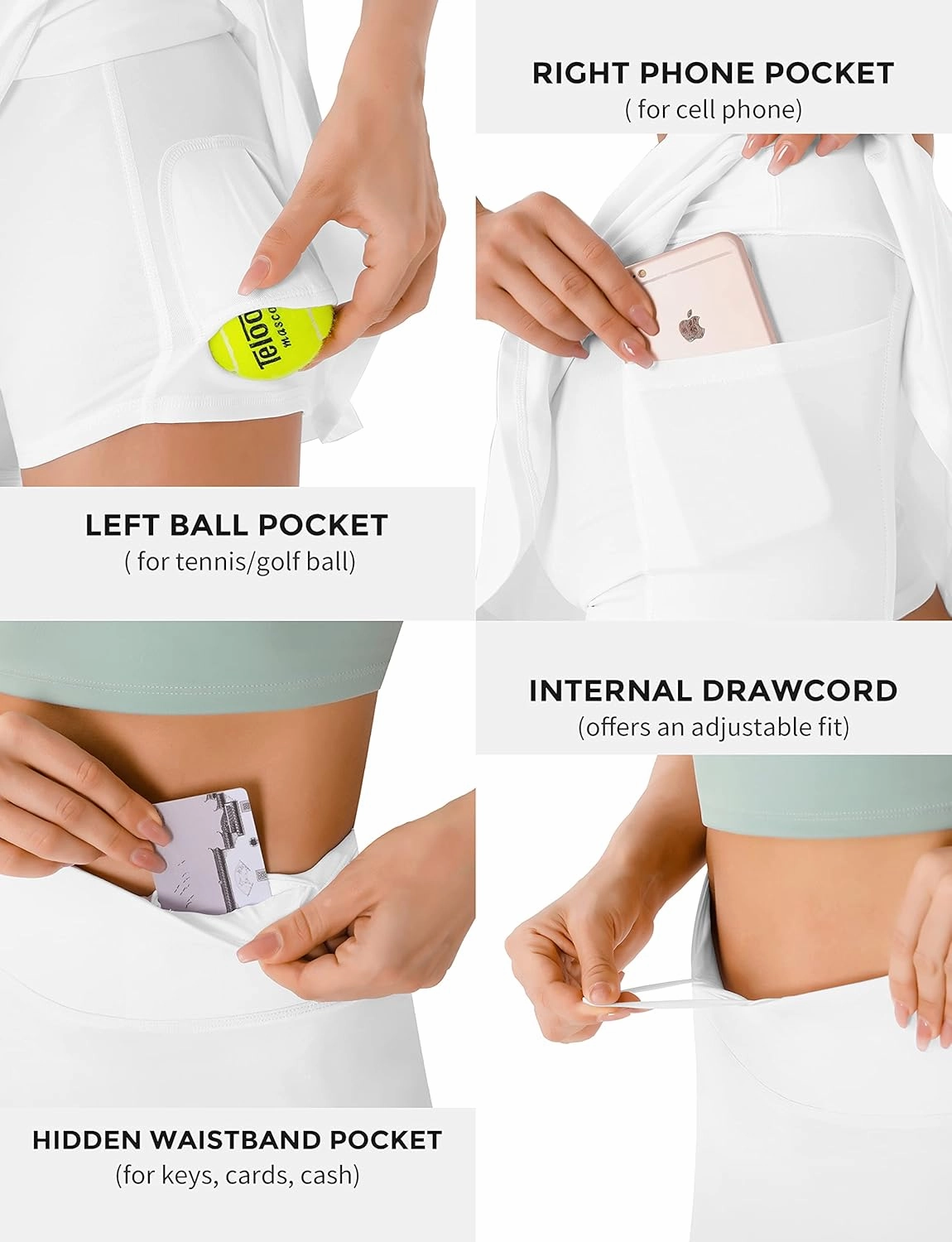Persit Womens High Waisted Athletic Tennis Skirt Sports Golf Running Skorts with Ball Pockets