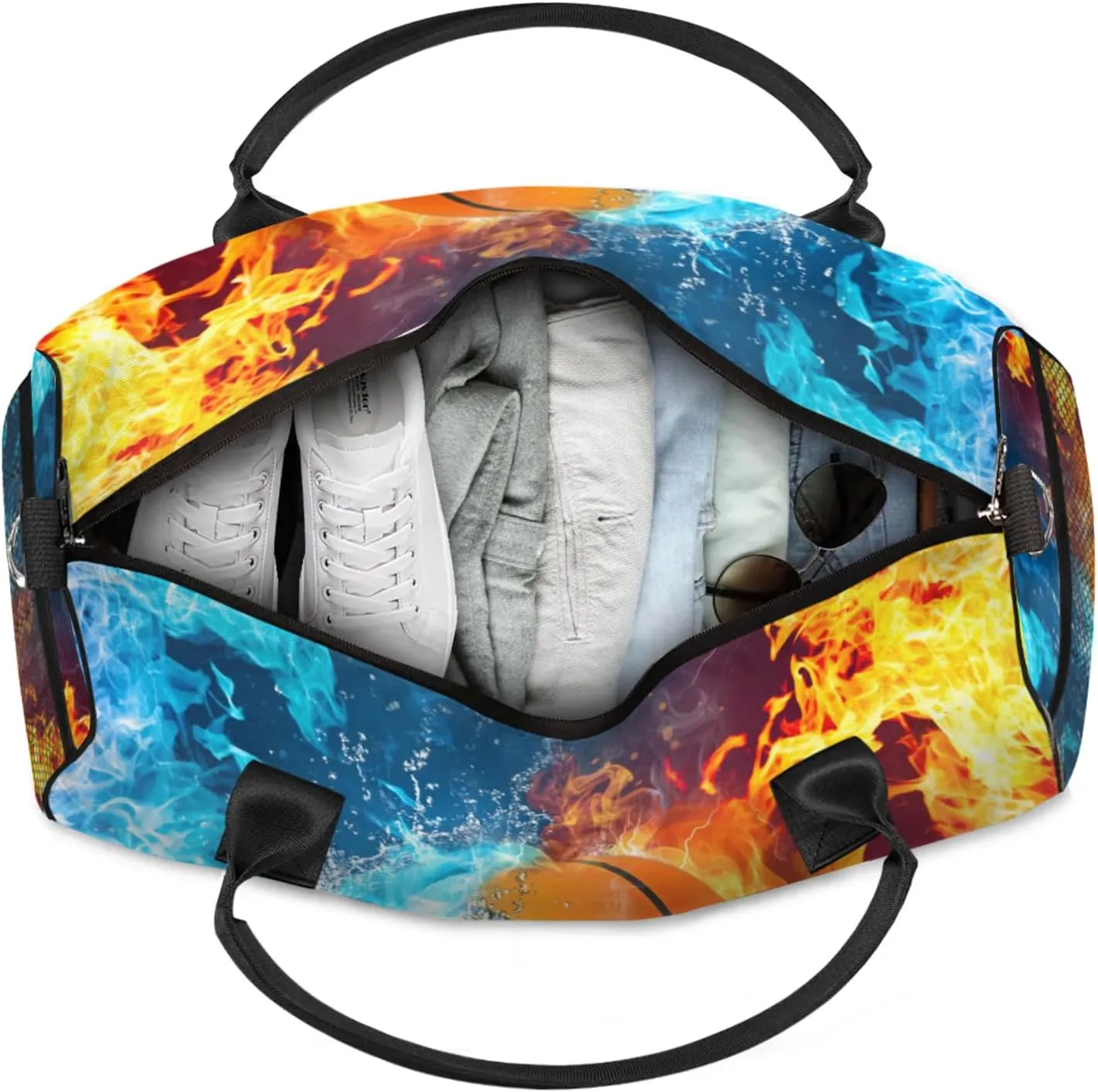 Personalized Basketball Ball Travel Duffel Bag with Name, Custom Gym Sport Bag Ball Sports Carry On Weekend Overnight Duffel Bag for Men Women
