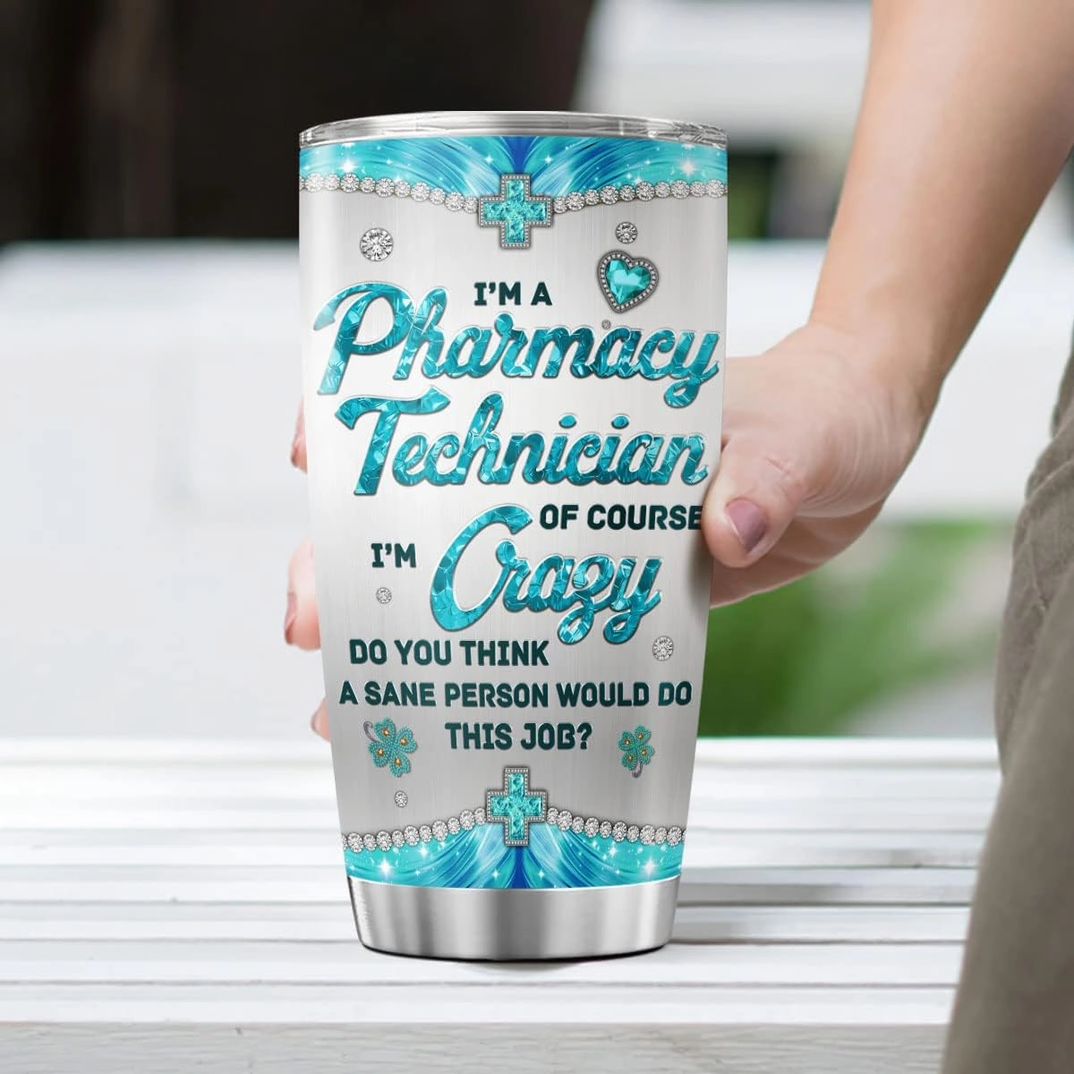 Pharmacy Technician Coffee Tumbler 20 Oz Double Walled Stainless Steel Medical Sayings Mug With Lid Themed Travel Cup Drinking Glass Holiday Birthday Gifts For Women Men