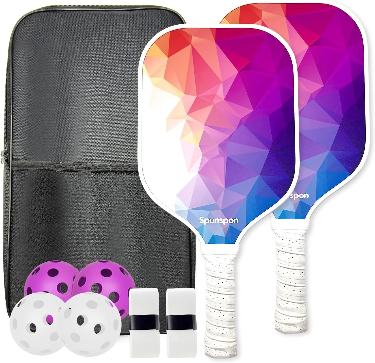 Pickleball Paddles Set, USAPA Approved Fiberglass Surface Pickleball Set with 2 Pickleball Rackets and 4 Pickleballs, Pickleball Paddles Set for Men Women