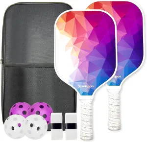 Pickleball Paddles Set, USAPA Approved Fiberglass Surface Pickleball Set with 2 Pickleball Rackets and 4 Pickleballs, Pickleball Paddles Set for Men Women